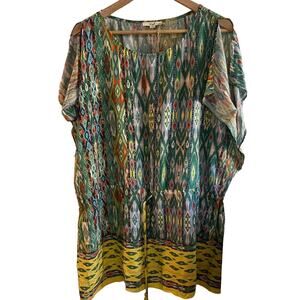 Easel dress geometric / tribal yellow/ green size small
